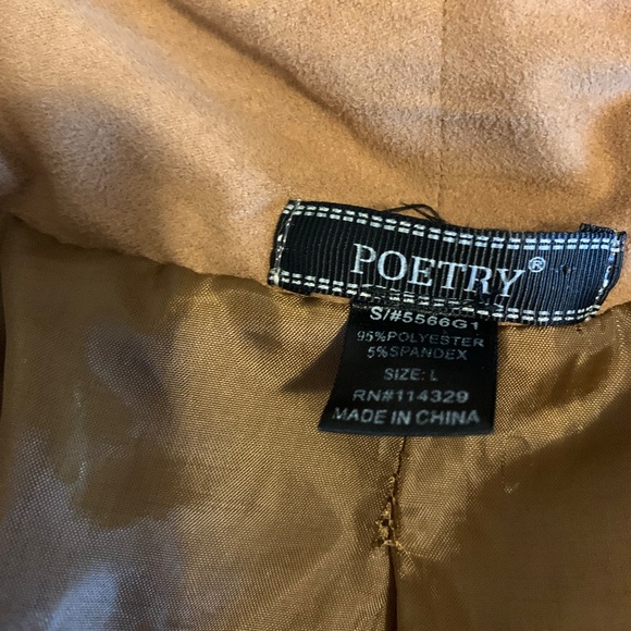 POETRY Faux Suede Caramel Jacket | Size Large - Picture 4 of 11